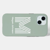 モダン モノグラム セージグリーン Case-Mate iPhoneケース (裏面 (横))