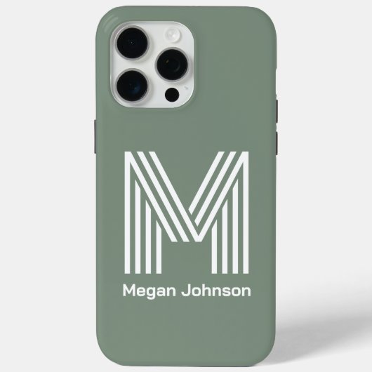 モダン モノグラム セージグリーン Case-Mate iPhoneケース (裏面)