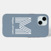 モダン モノグラム ダスティブルー Case-Mate iPhoneケース (裏面 (横))