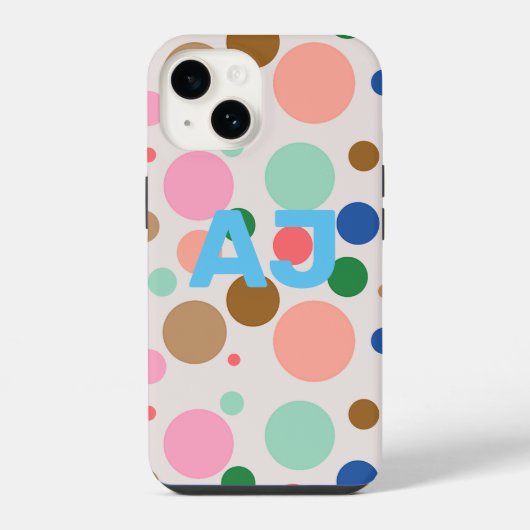 モダン モノグラム ドット柄 iPhoneケース (裏面)