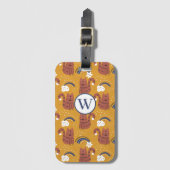 モダン モノグラム ネコ ラゲッジタグ (正面縦)