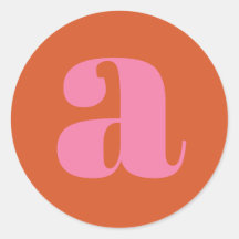 モダン モノグラム ピンク オレンジ アルファベット