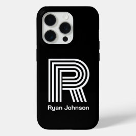 モダン モノグラム ブラック iPhone 15 PROケース
