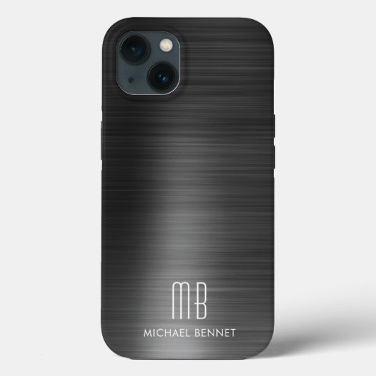 モダン モノグラム ブラック Case-Mate iPhoneケース (裏面)