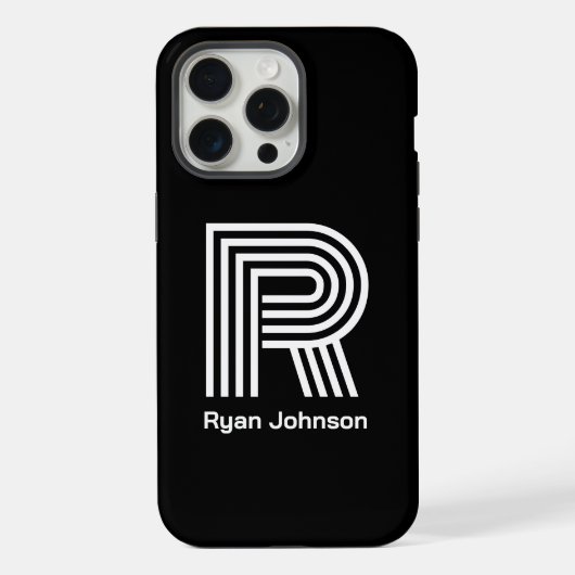 モダン モノグラム ブラック iPhoneケース (裏面)