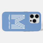 モダン・モノグラム ブルー Case-Mate iPhoneケース (裏面 (横))