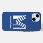 モダン・モノグラム ブルー Case-Mate iPhoneケース (裏面 (横))