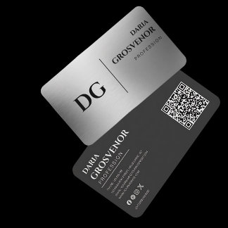 モダン モノグラム プロフェッショナル 偽シルバーQRコード 名刺