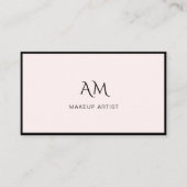 モダン、モノグラム、ライトピンクの名刺 名刺 (正面)