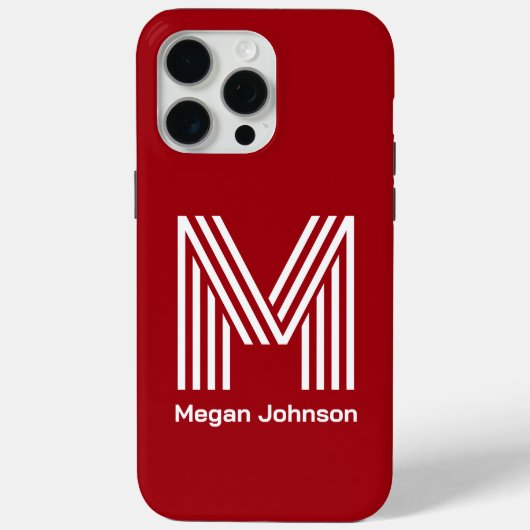モダン モノグラム レッド Case-Mate iPhoneケース (裏面)