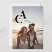 モダン,モノグラム,写真, QRコード 招待状 (正面)