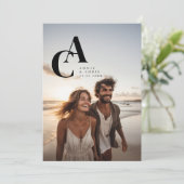 モダン,モノグラム,写真, QRコード 招待状 (スタンド正面)