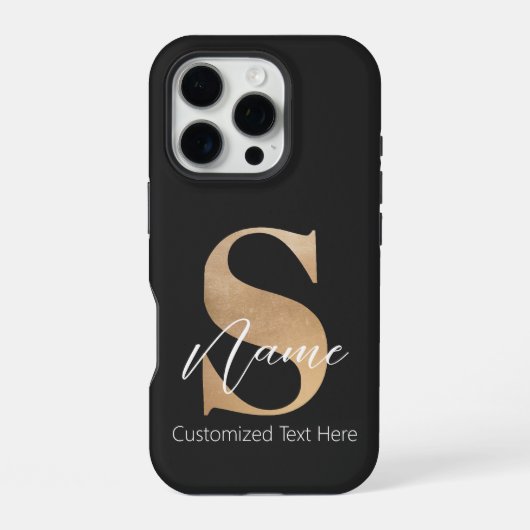 モダン モノグラム 名前入りイニシャルS iPhoneケース (裏面)
