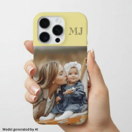 モダン モノグラム 1 写真 ソフトイエロー iPhone 16 PROケース
