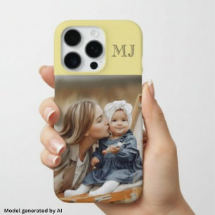 モダン モノグラム 1 写真 ソフトイエロー iPhone 16 PROケース