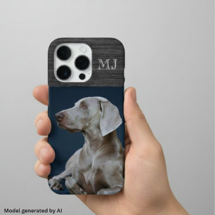 モダン モノグラム 1 写真 ブラッシュドメタル グレー iPhone 16 PROケース