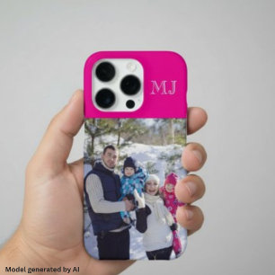 モダン モノグラム 1 写真 ホットピンク iPhone 16 PROケース