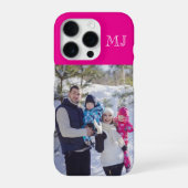 モダン モノグラム 1 写真 ホットピンク iPhoneケース (裏面)