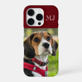 モダン モノグラム 1 写真 ワインレッド iPhoneケース (裏面)