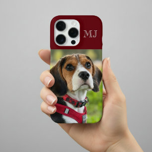 モダン モノグラム 1 写真 ワインレッド iPhone 16 PROケース