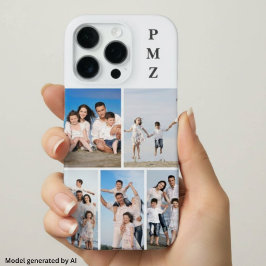 モダン モノグラム 5 枚フォトコラージュ クラウドダンサー ホワイト iPhone 16 PROケース