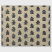 モダン、モミの木、石に黒 ラッピングペーパー (フラット)