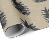 モダン、モミの木、石に黒 ラッピングペーパー (ロールコーナー)