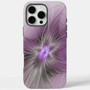 モダン モーヴ グレー フラクタルアート フラワー iPhone 16 PRO MAXケース