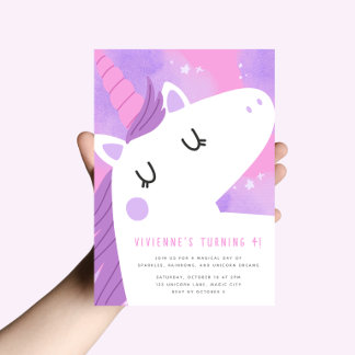 モダン ユニコーン バースデー インビテーション
