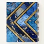 モダン ユニーク ブルー ゴールド ジオメトリック パーソナライズド ノートブック (裏面)