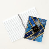 モダン ユニーク ブルー ゴールド ジオメトリック パーソナライズド ノートブック (内部)