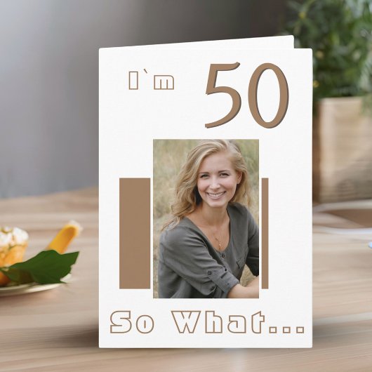 モダン ユニーク 50歳誕生日 フォト カード