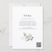 モダン ユーカリ グリーン ウェディング QRコード RSVP 招待状 (裏面)