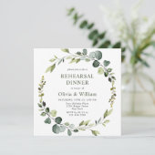 モダン ユーカリ フラワー リース フレーム  リハーサル ディナー 招待状 (スタンド正面)