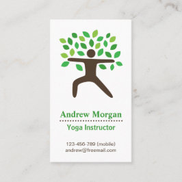 モダン、ヨガの健康インストラクター、木 名刺