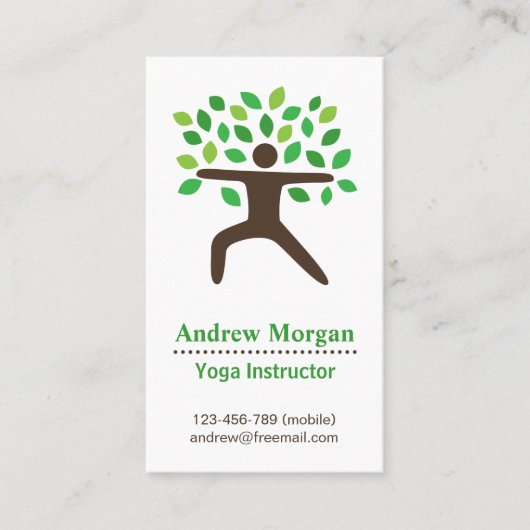モダン、ヨガの健康インストラクター、木 名刺 (正面)