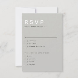 モダン ライトグレー エディトリアル オールキャップス RSVP カード