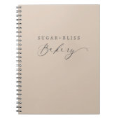 モダン ライトブラウン ベージュ 手書きスクリプト ベーカリー ノートブック (正面)