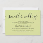 モダン ライトライムグリーン 小さな結婚式の写真 案内状 (正面)