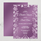モダン ライラック フラワーブライダルシャワー 招待状 (正面/裏面)