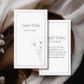 モダン，ラインアートの花，手書き 名刺