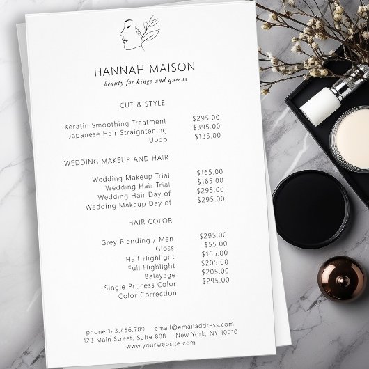 モダン，ラインアート，女性，リーフィ，サロン，聖書学者 チラシ