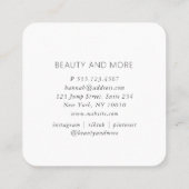 モダン，ラインアート，女性，リーフ，サロン，白 スクエア名刺 (裏面)