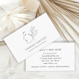 モダン,ラインアート,女性,リーフ,サロン,白 名刺