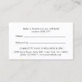 モダン，ラインアート，女性，リーフ，サロン，白 紹介カード (裏面)