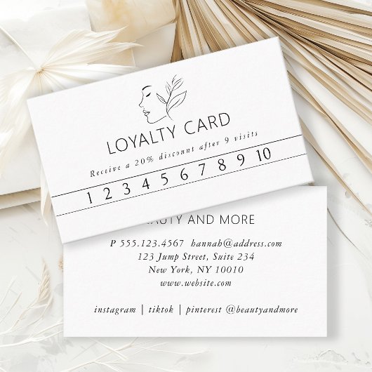 モダン，ラインアート，女性，白，サロン, 名刺