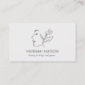 モダン,ラインアート,女性,葉,サロン,グレー 名刺 (正面)
