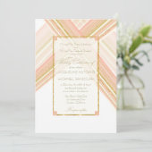 モダン ライン アート デコ フェイク ゴールド グリッター ウェディング 招待状 (スタンド正面)