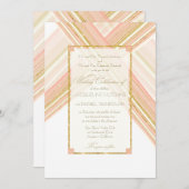 モダン ライン アート デコ フェイク ゴールド グリッター ウェディング 招待状 (正面/裏面)