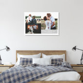 モダン ラスティック ウェディング フォト コラージュ リーフ モノグラム キャンバスプリント (インサイチュ (寝室))